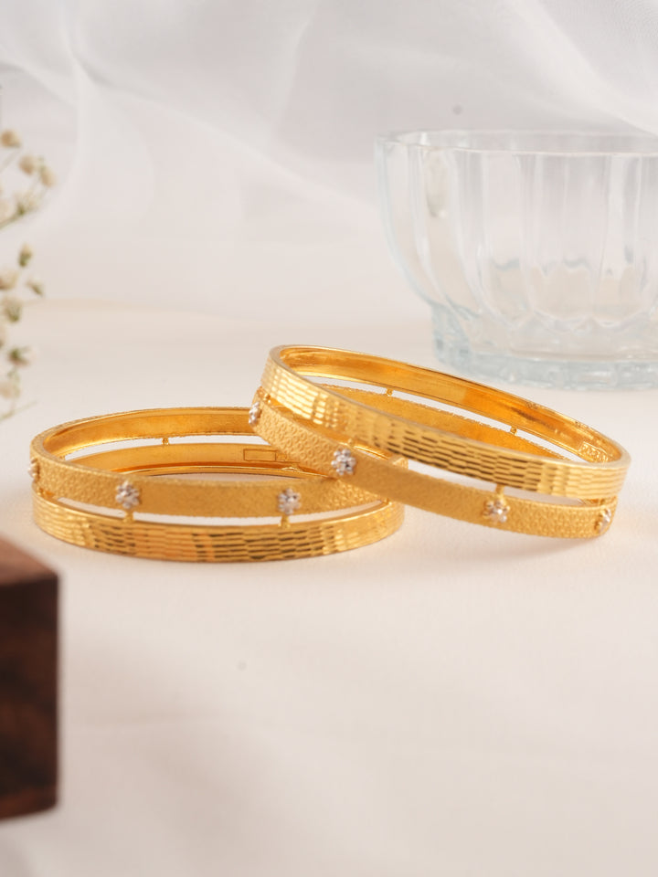 Classic Double Line Ethnic Gold Bangles