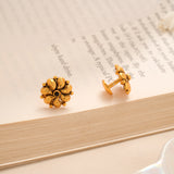 Vintage Floral Spiral Silver Gold Plated Stud
