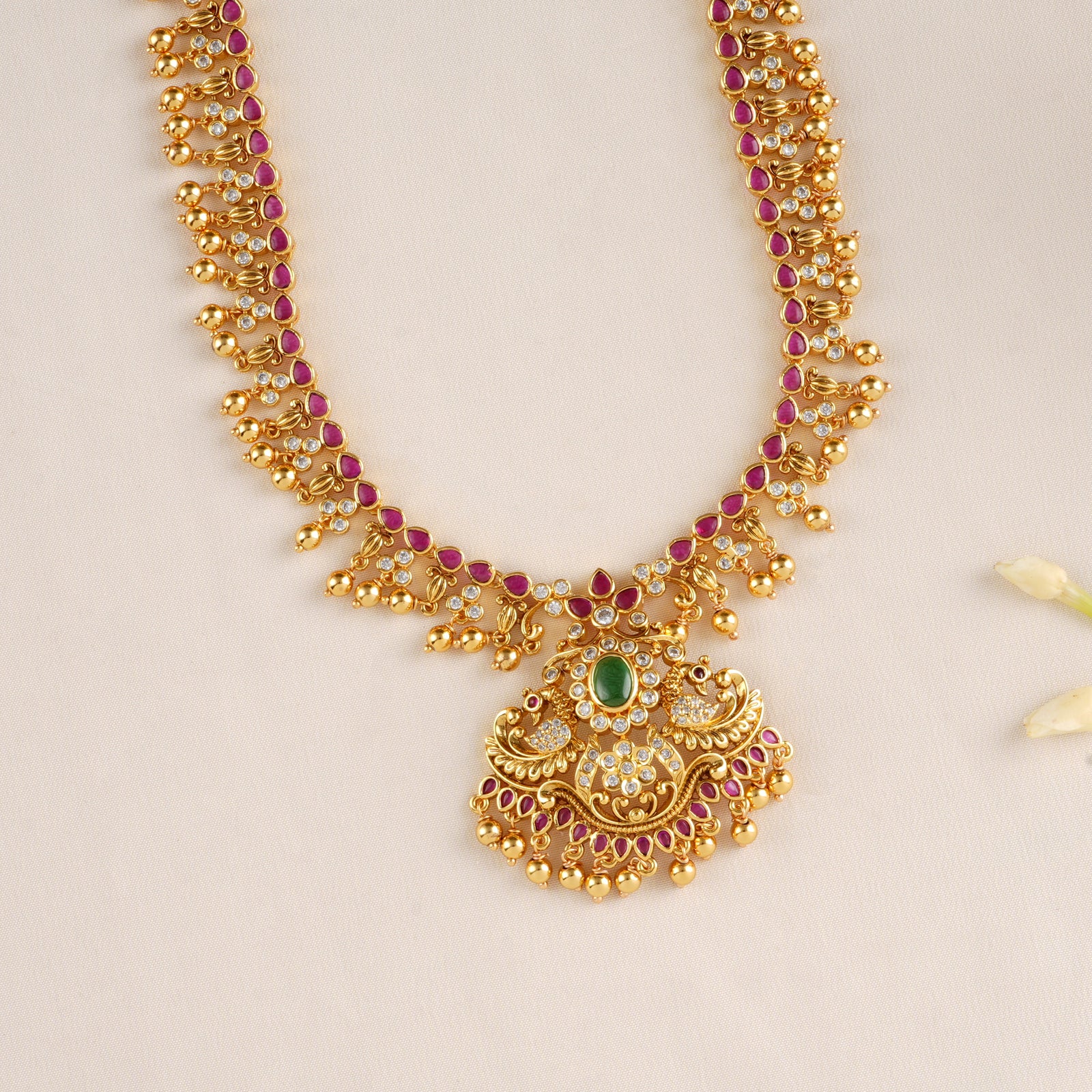 Trendy Peacock Emerald & Ruby Haram