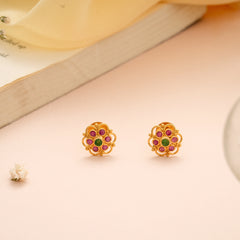 Blossom Ruby with Emerald Gold Stud
