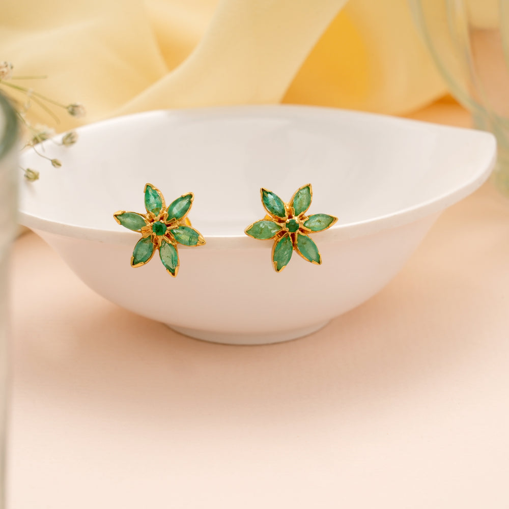 Ethnic Emerald Stone with Gold Stud