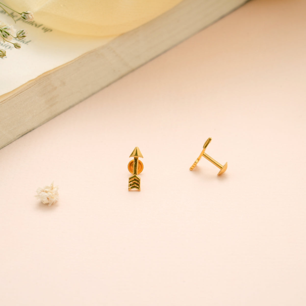 Cute Little Arrow Design Gold Stud