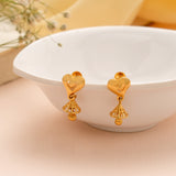 Elegant Heart Design Gold Drop Earrings