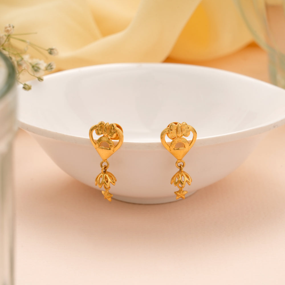 Contemporary Gold Butterfly Top with Drop Earrings