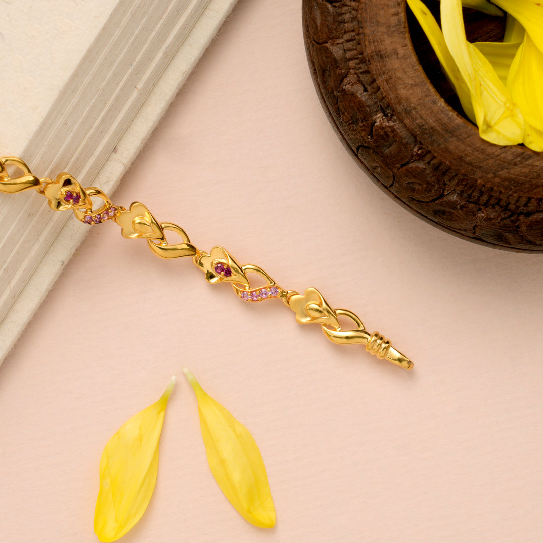 Ruby Flower Design Casting Gold Bracelet
