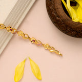 Ruby Flower Design Casting Gold Bracelet