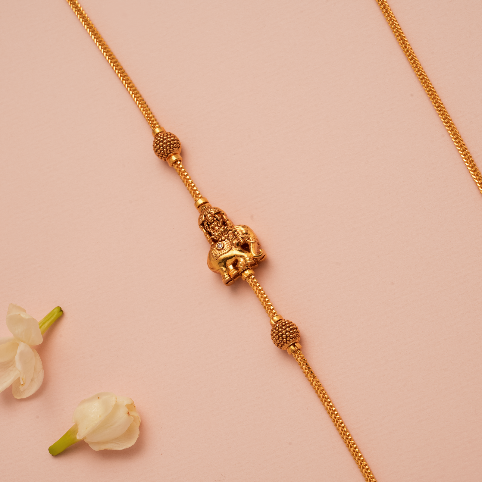 Elegant Elephant Lakshmi Gold Mugappu Chain