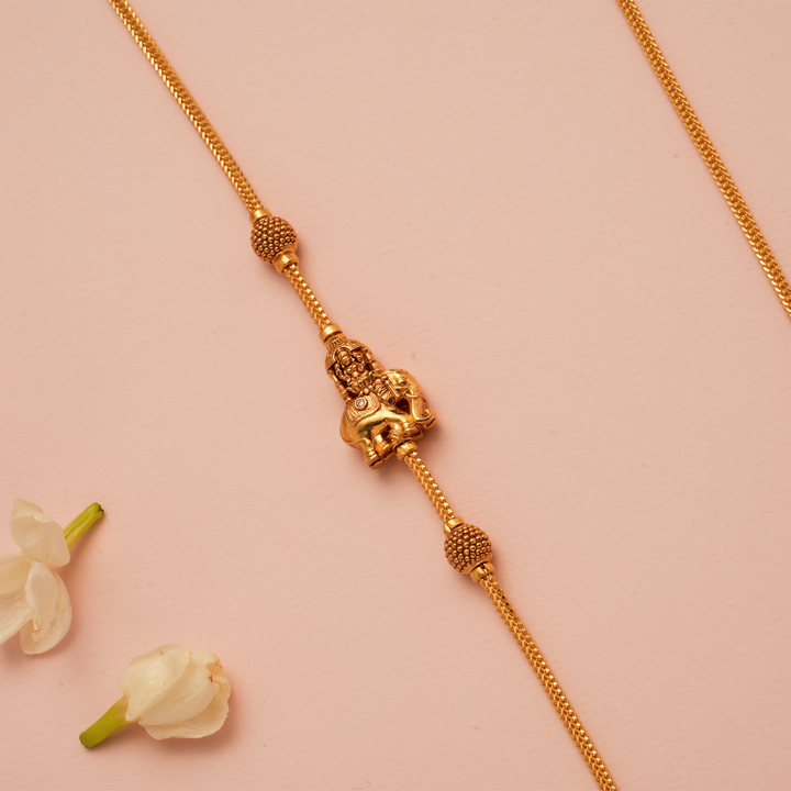 Elegant Elephant Lakshmi Gold Mugappu Chain