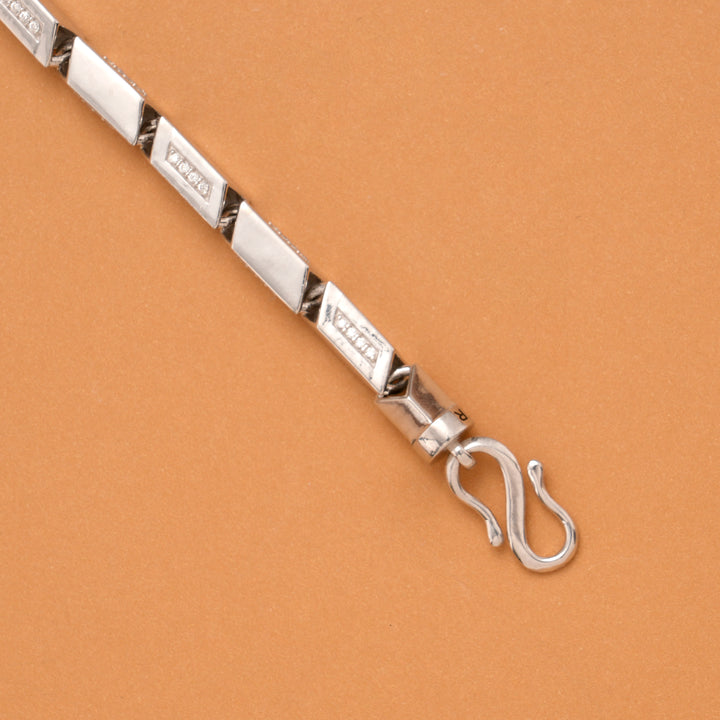Men’s Rectangular Link Silver Bracelet