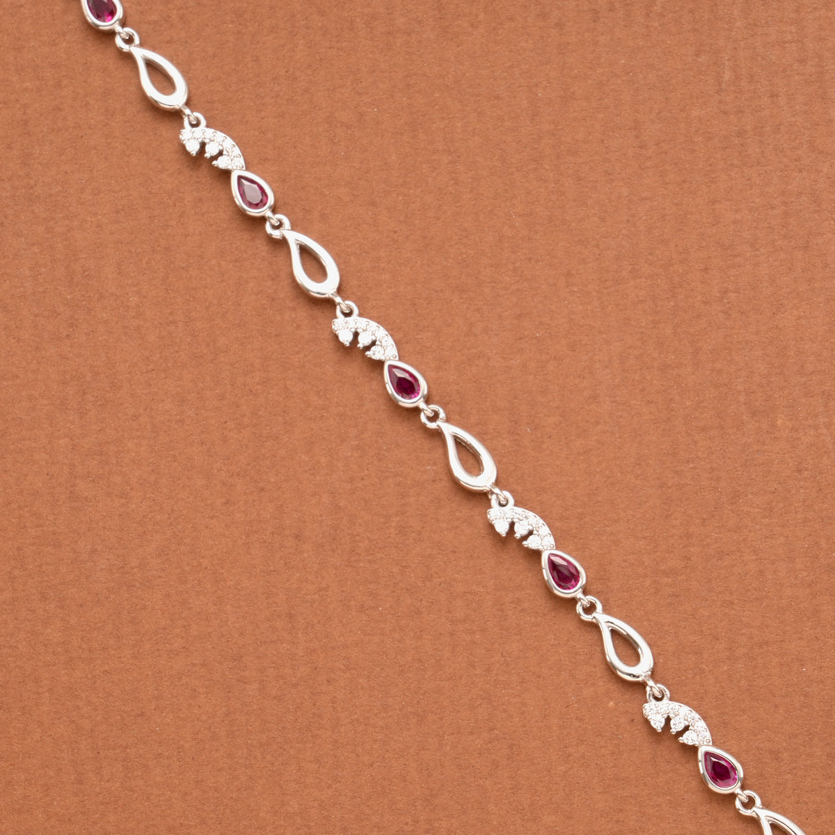 Elegant Tear Drop Purple Stone Silver Women’s Bracelet