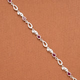 Elegant Tear Drop Purple Stone Silver Women’s Bracelet
