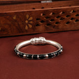 Yazhi Design with Black Beads Silver Baby Bracelet