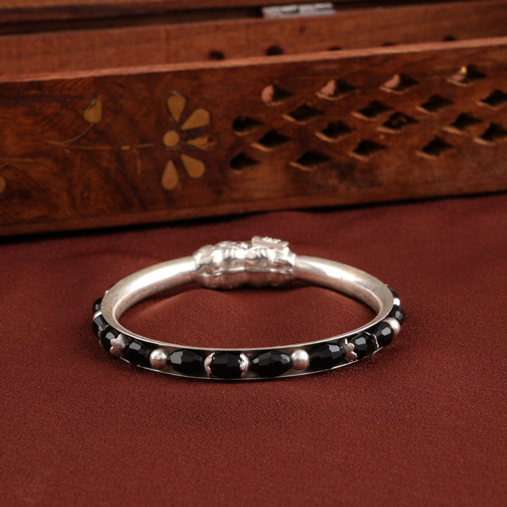 Yazhi Design with Black Beads Silver Baby Bracelet