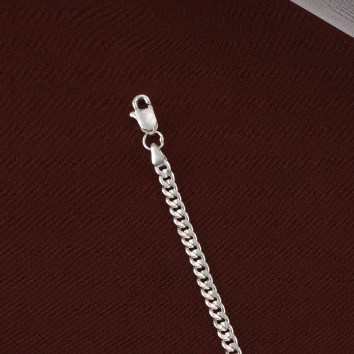 Stylish Curb Link Silver Bracelet