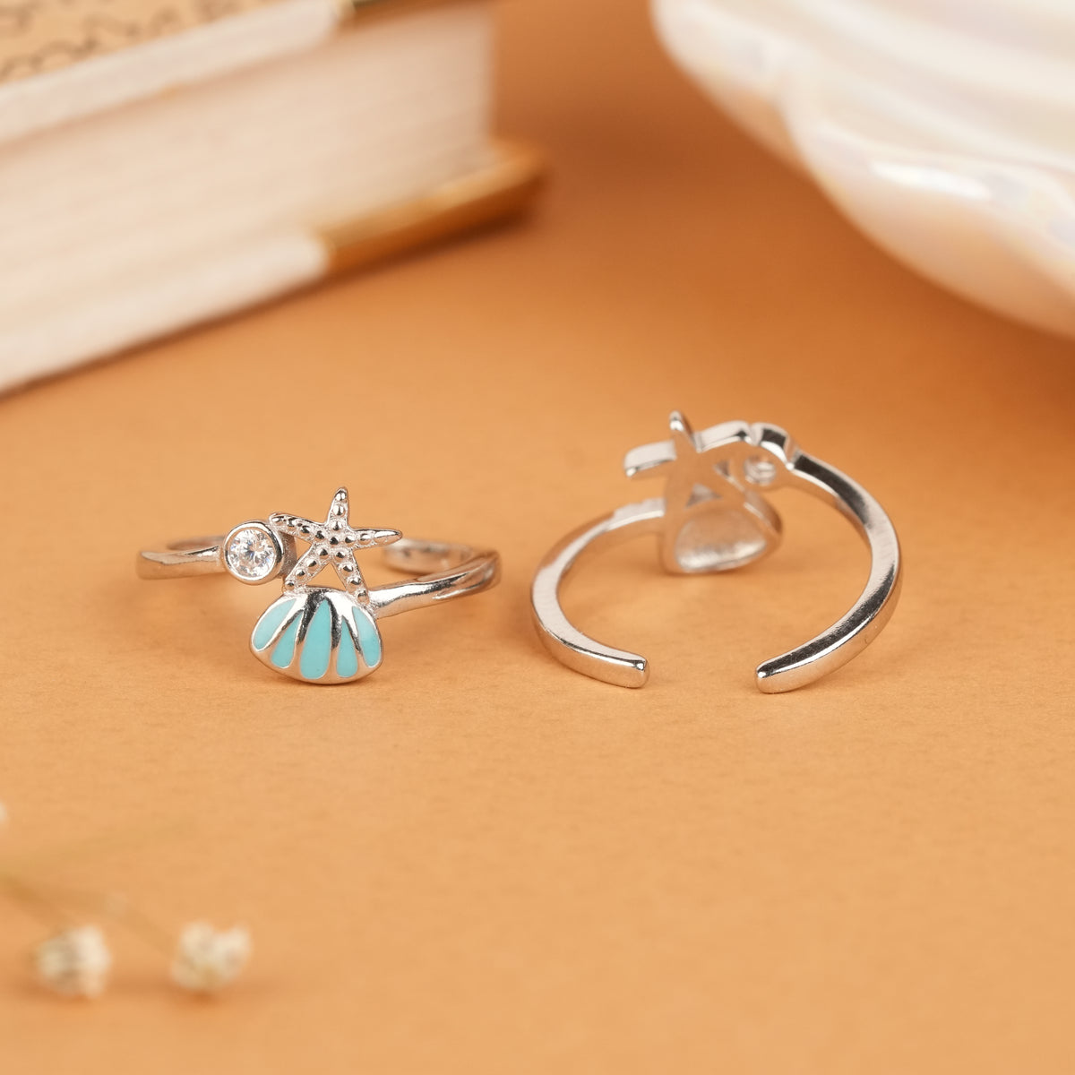 Dainty Starfish Blue Silver Fancy Metti