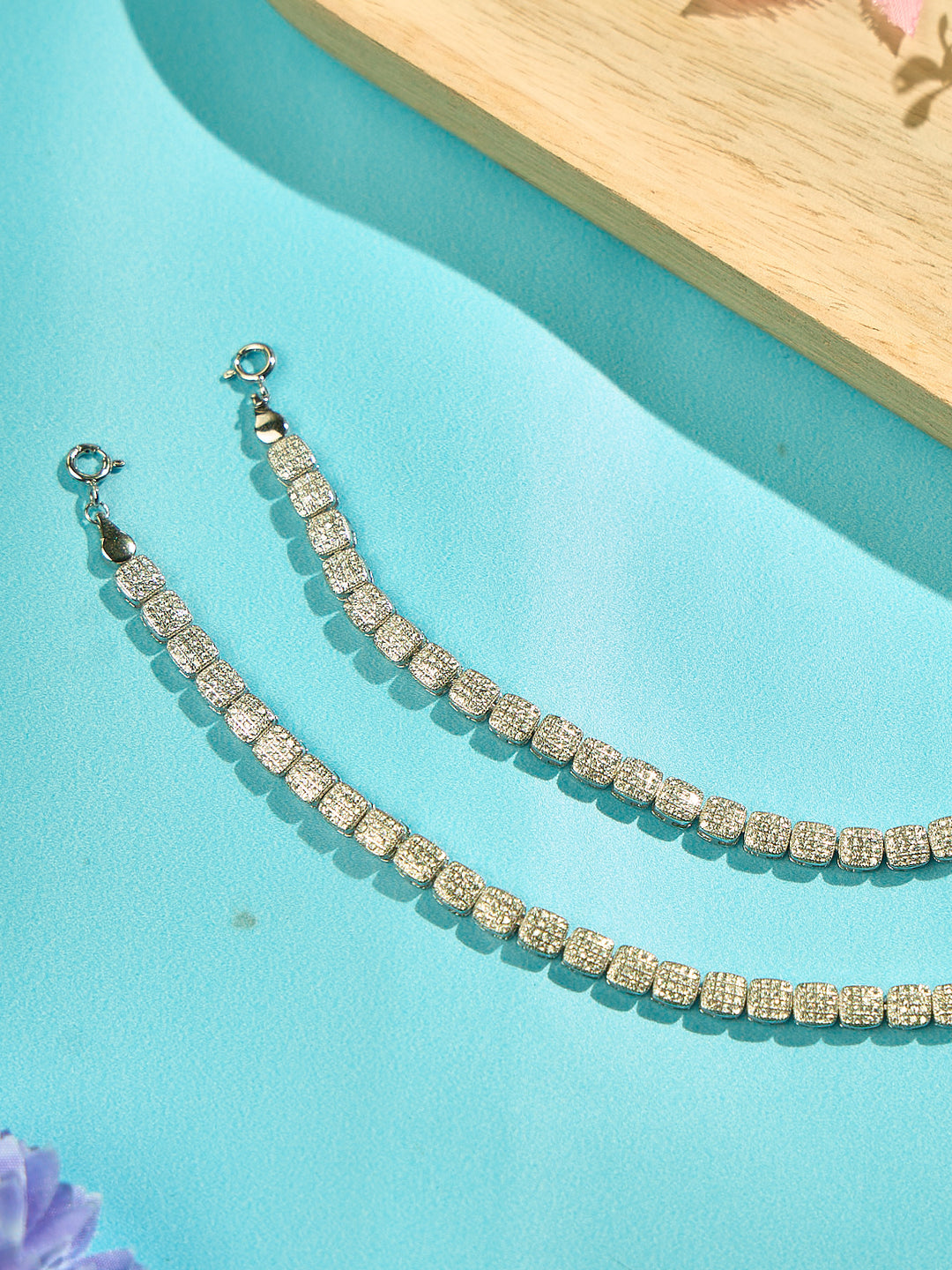 Gleaming Square Cut Silver Anklet