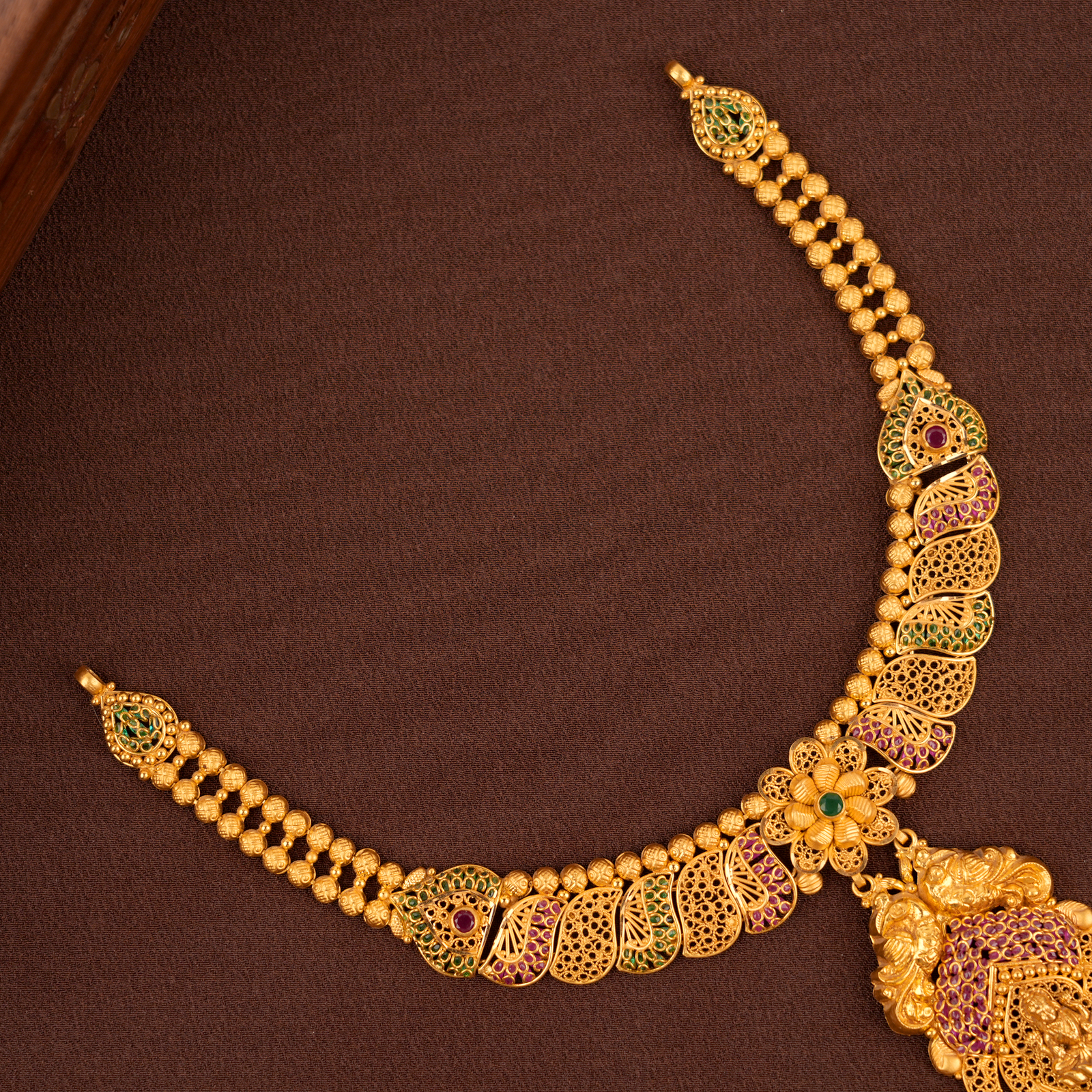 Intricate Lakshmi Pendant Gold Necklace