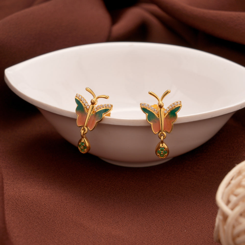 Color Enamel Butterfly Gold Earring