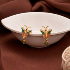 Color Enamel Butterfly Gold Earring