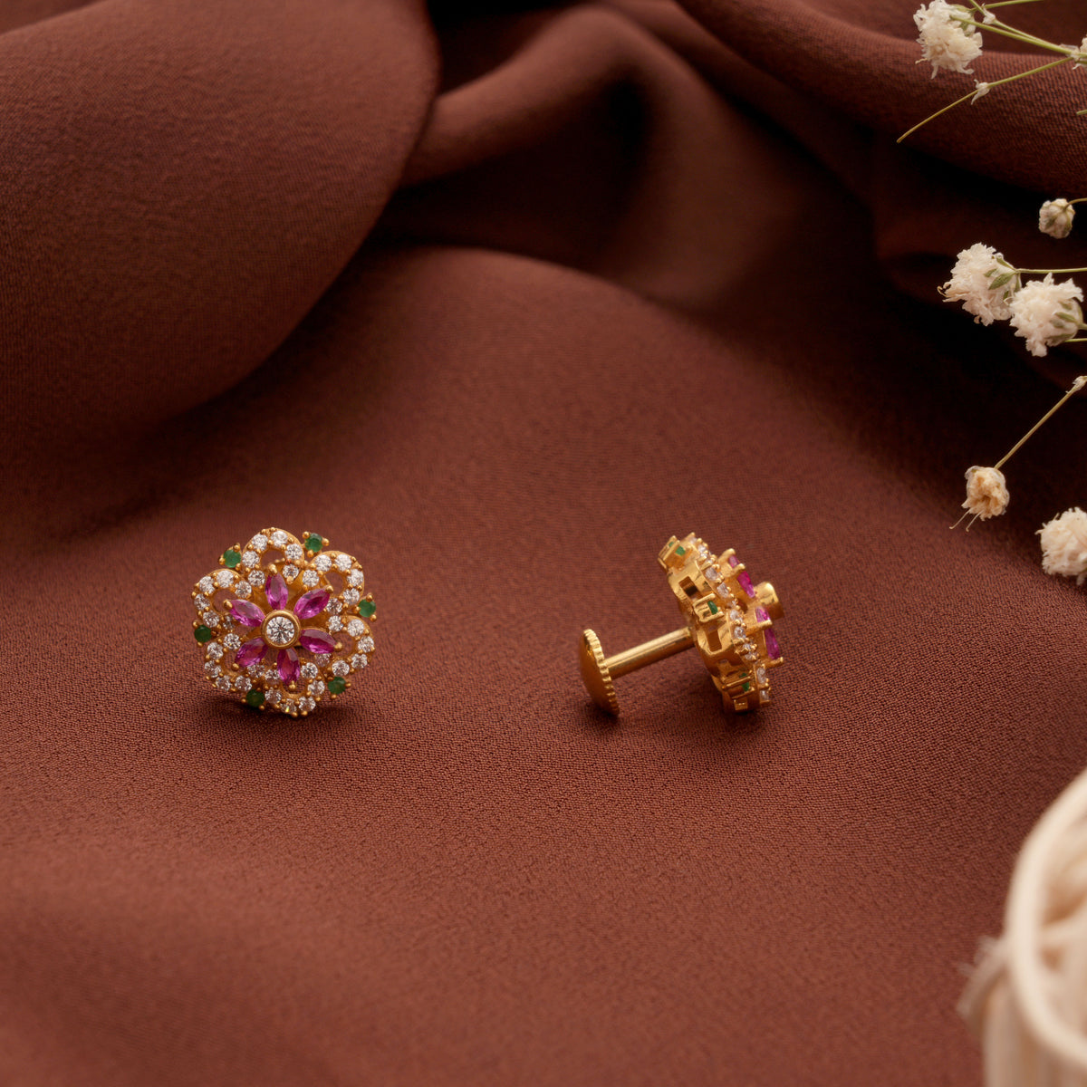 Colour Stone Gold Stud