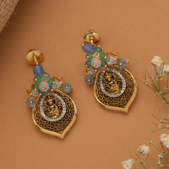 Antique Lakshmi Design Golden Necklace Set