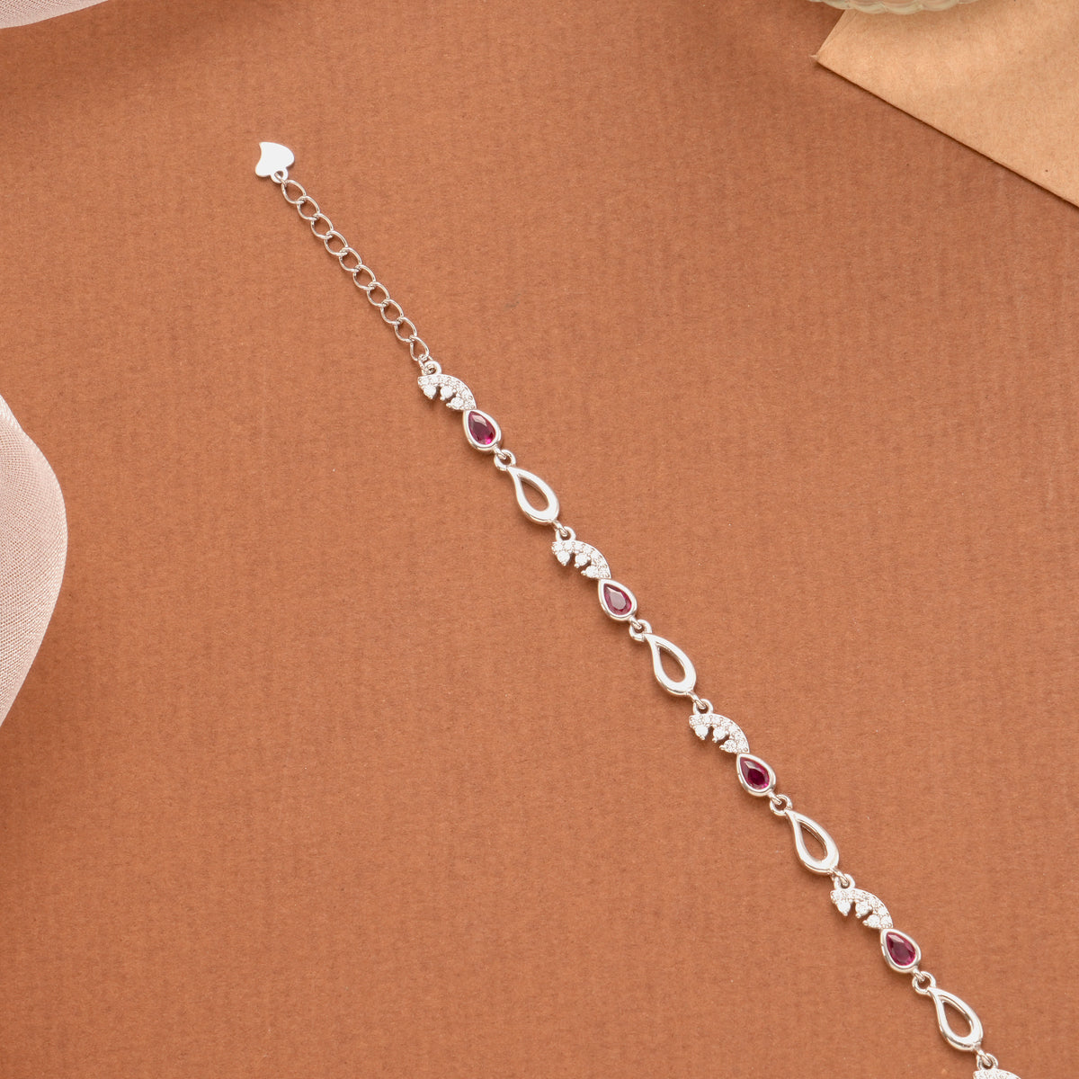 Elegant Tear Drop Purple Stone Silver Women’s Bracelet