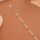 Elegant Tear Drop Purple Stone Silver Women’s Bracelet