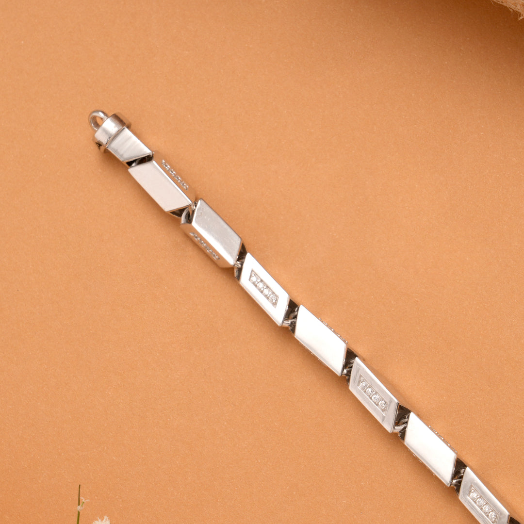 Men’s Rectangular Link Silver Bracelet