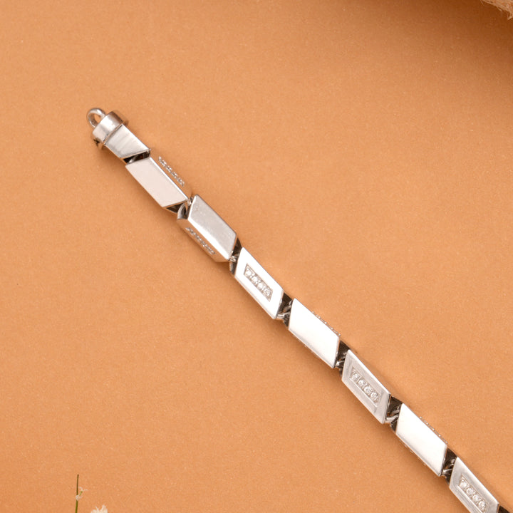 Men’s Rectangular Link Silver Bracelet