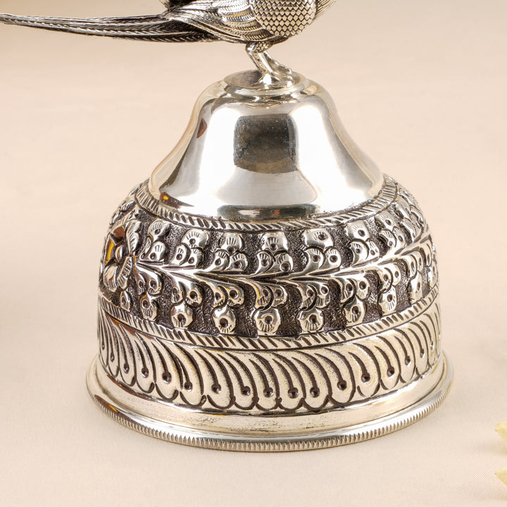 Peacock and Parrot Antique Silver Vilakku