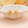 Teardrop Shape Gold Hanging Earrings