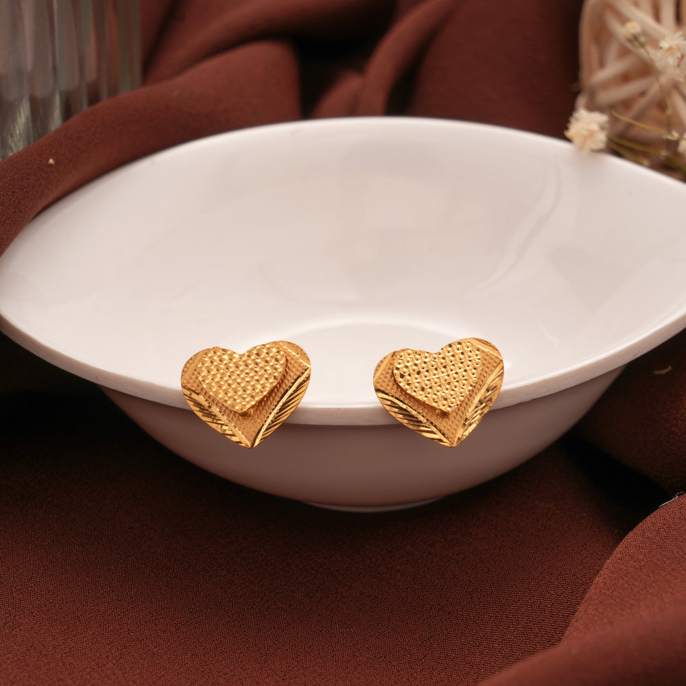 Double Heart Casting Gold Stud