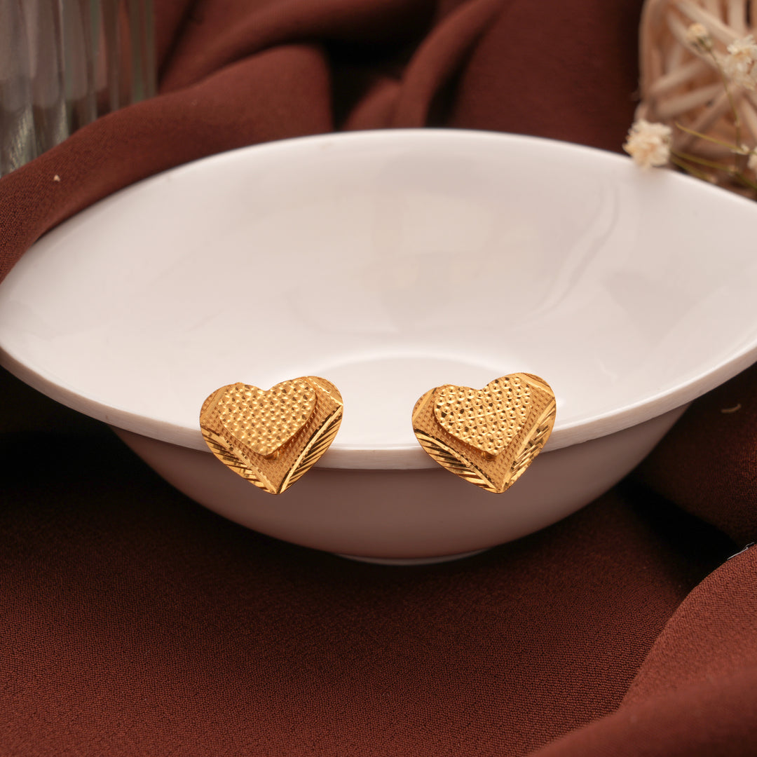 Double Heart Casting Gold Stud