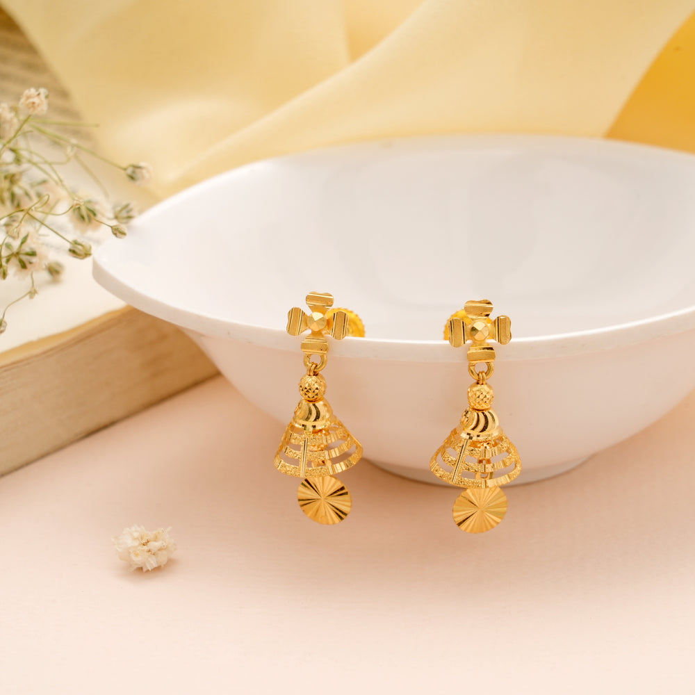 Leaf Blossom with Gold Drops Jhumka