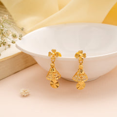Leaf Blossom with Gold Drops Jhumka