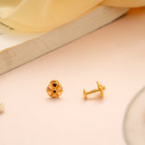Traditional Flower Design Gold Stud