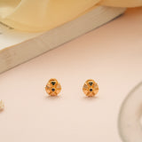 Traditional Flower Design Gold Stud
