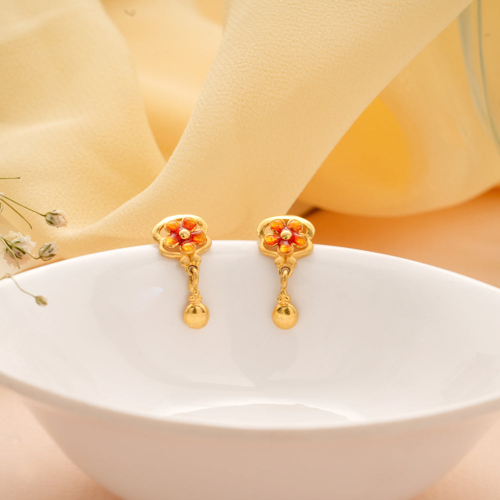 Lilly Blossom Gold Drops Earring