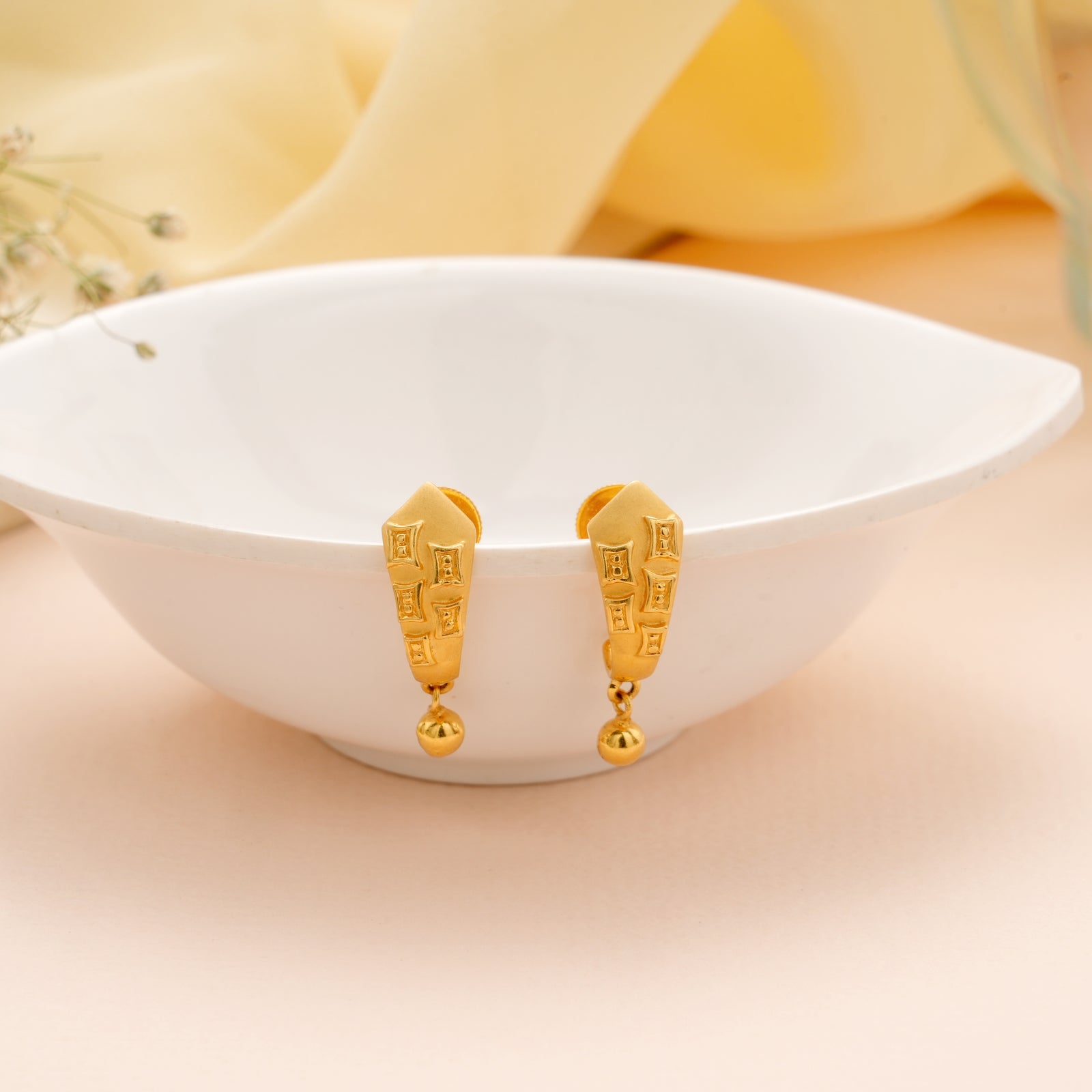 Modern Gold Shield Shape Earrings