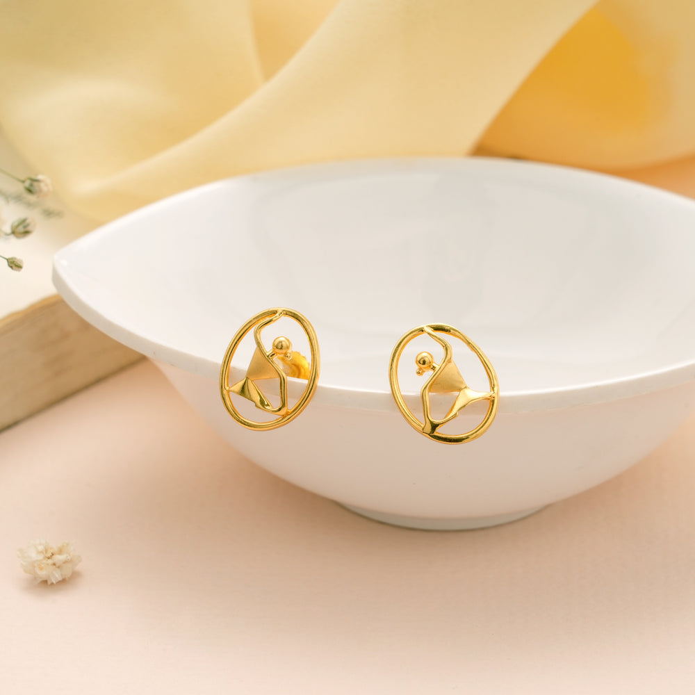 Modern Gold Oval Abstract Dancer Earrings