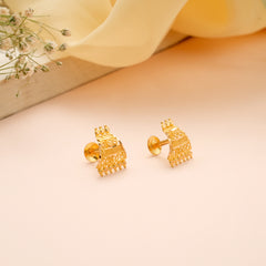 Temple Gopuram Design Gold Stud