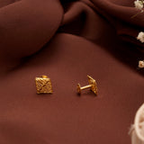 Geometric Pattern Casting Gold Stud