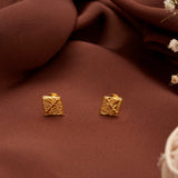 Geometric Pattern Casting Gold Stud