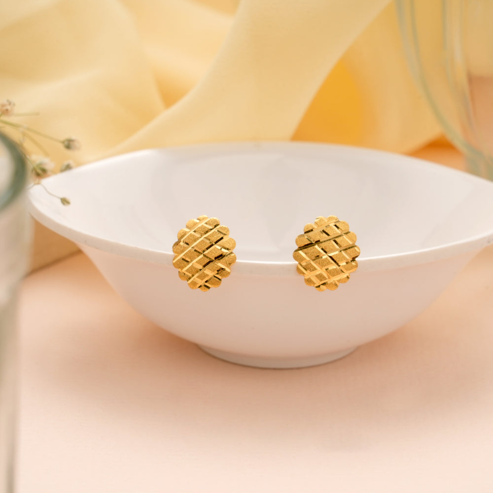 Regal Gold Geometric Grid Minimalist Studs