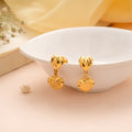 Dual Heart Drops Gold Earrings