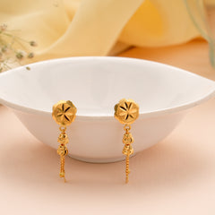 Elegant Gold Floral Top Single Chain Earrings