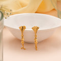 Traditional Gold Fan Shape Hanging Earrings