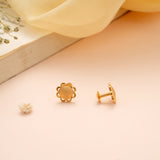 Blooming Sunflower Design Gold Stud