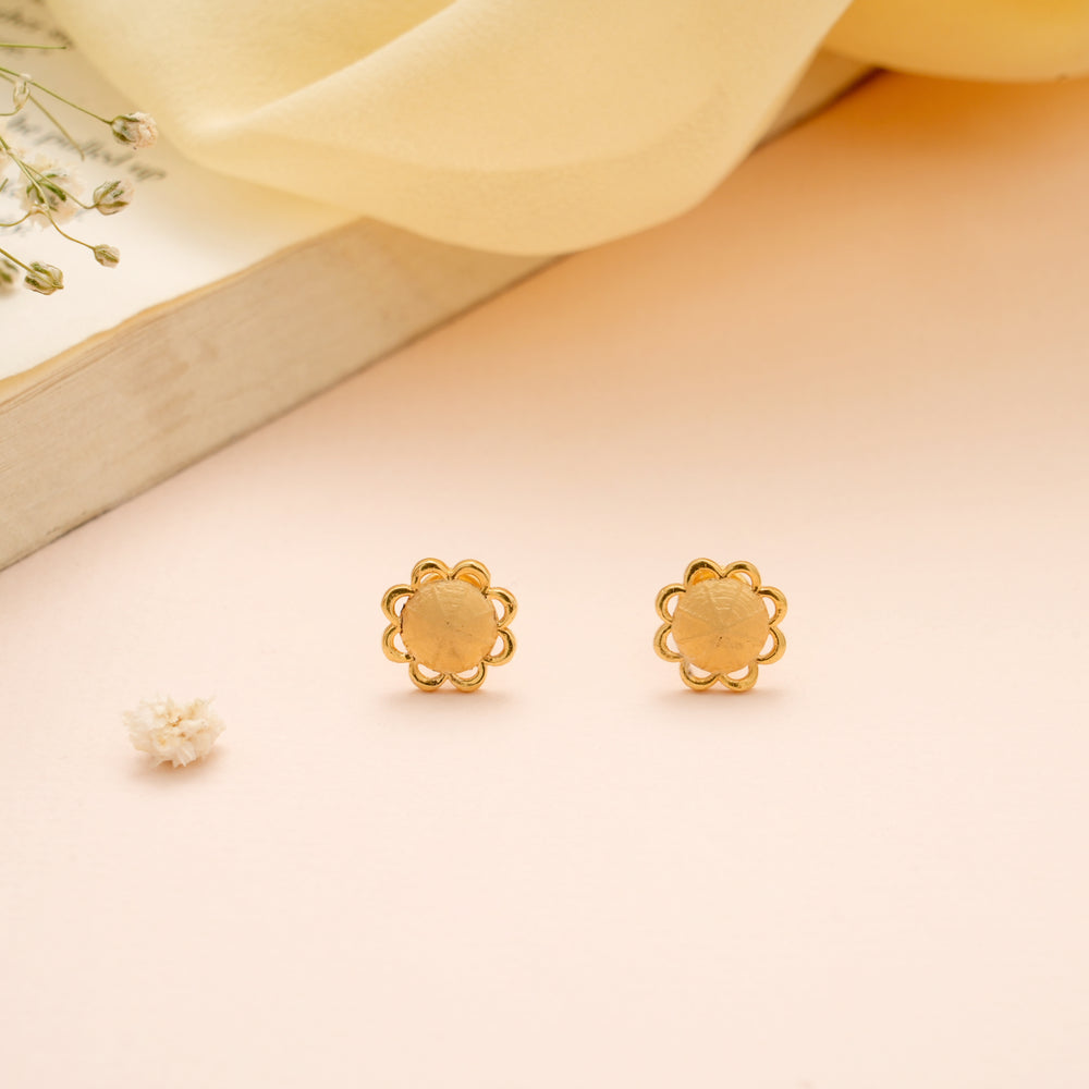 Blooming Sunflower Design Gold Stud