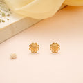 Blooming Sunflower Design Gold Stud